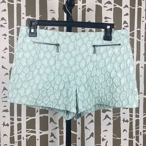 Zara Mint Green Leopard Print Textured Tapestry Shorts sz S